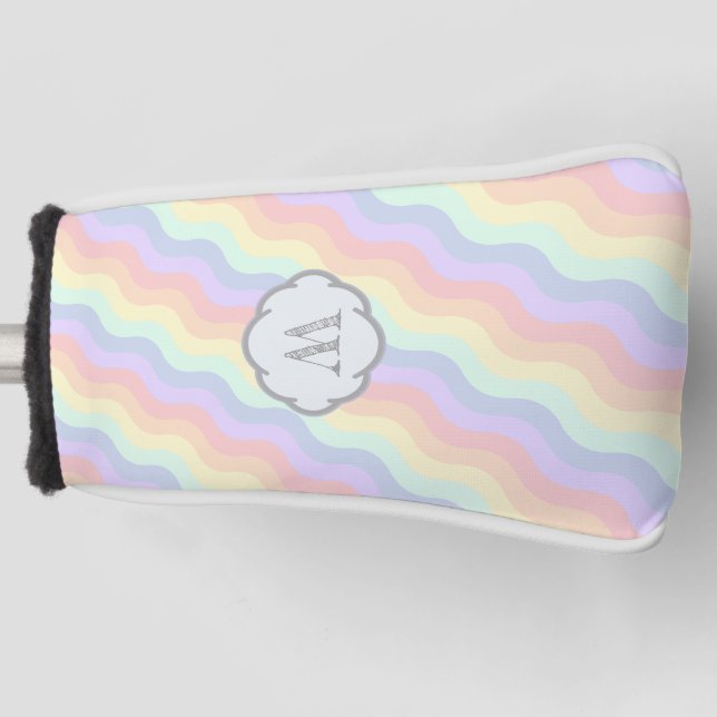 Couvre-club De Golf Pastel Rainbow Waves Putter Cover (Devant)