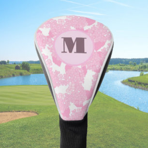 Couvre-club De Golf Pastel rose preppy floral personnalisé monogramme