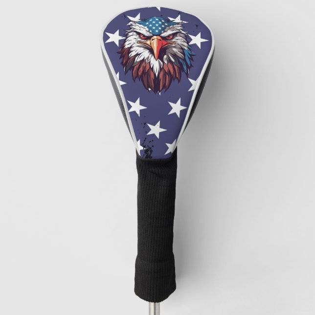 Couvre-club De Golf Patriotic Bald Eagle American Flag Golf Driver  (Devant)