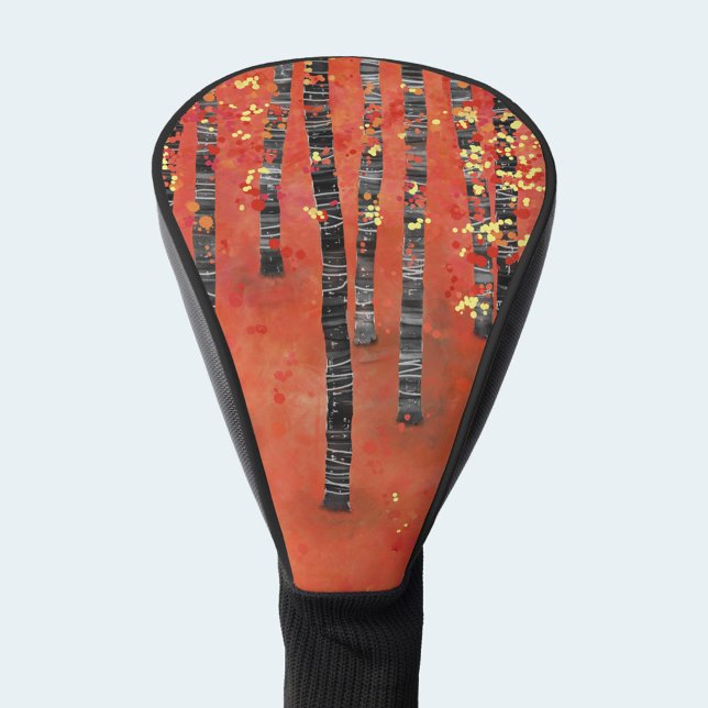 Couvre-club De Golf Paysage forestier de Birch Aspen (Birch aspen tree forest abstract landscape art golf head cover)