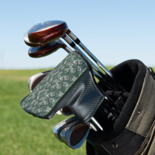 Couvre-club De Golf Peau de serpent imitation grise verte.