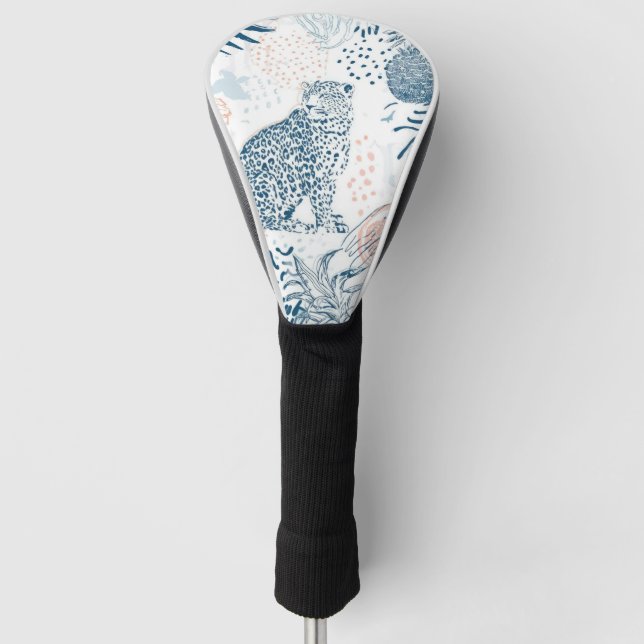 Couvre-club De Golf Pêche Bleue Léopard Tropical Abstrait (Devant)