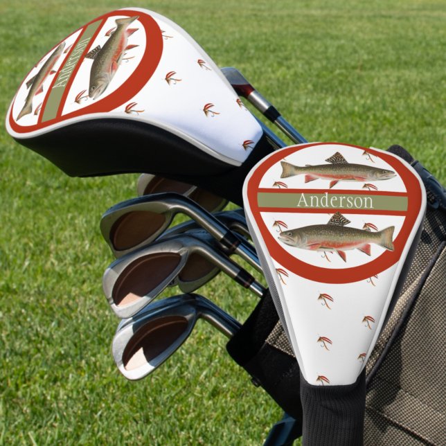 Couvre-club De Golf Pêcheurs Monogrammes Pêche à la mouche Truite (Créateur téléchargé)