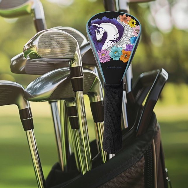 Couvre-club De Golf Pegasus Noir Floral (Créateur téléchargé)