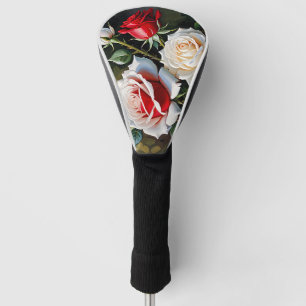 Couvre-club De Golf Peinture à l'huile de roses roses blanches rouges 