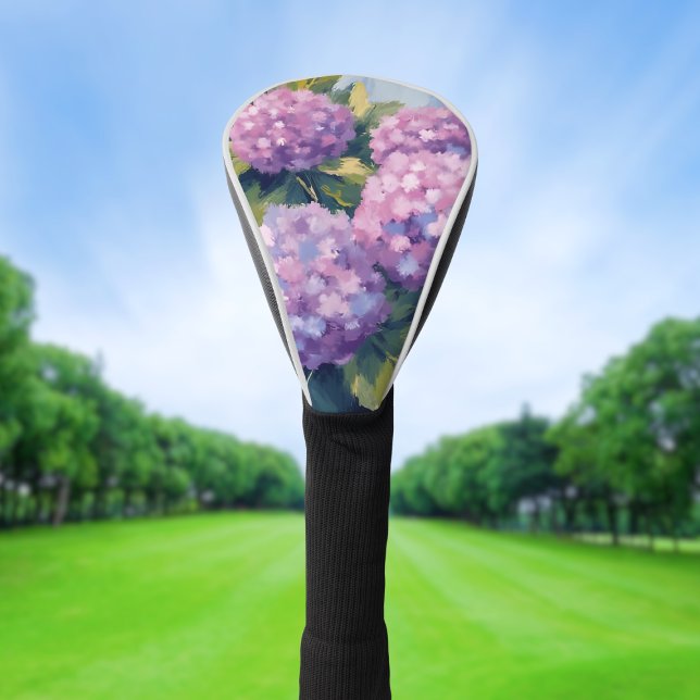 Couvre-club De Golf Peinture aquarelle florale Hortensias violets (Créateur téléchargé)