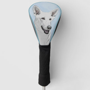 Couvre-club De Golf Peinture blanche de berger - art original mignon