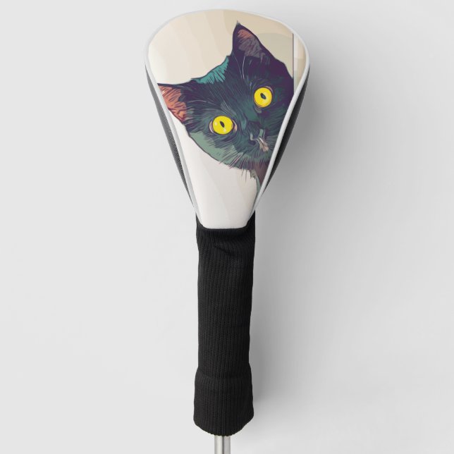 Couvre-club De Golf Peinture de chat animal félin  (Devant)