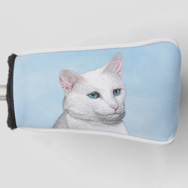 Couvre-club De Golf Peinture de chat blanc - Cute Original Cat Art (Devant)