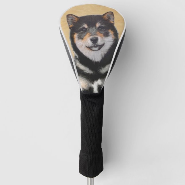 Couvre-club De Golf Peinture de Shiba Inu (noir et Tan) - art de chien (Devant)