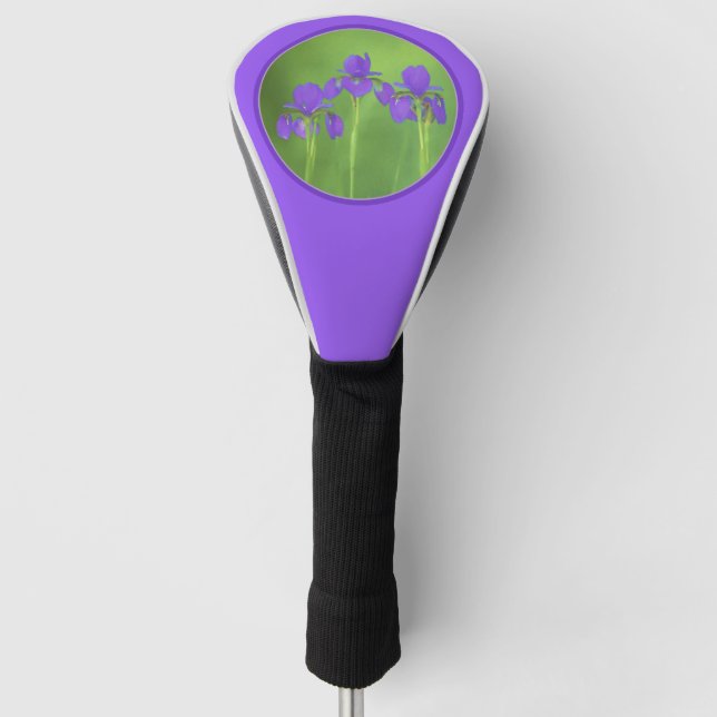 Couvre-club De Golf Peinture Iris Violet - Art Fleur Originale (Devant)