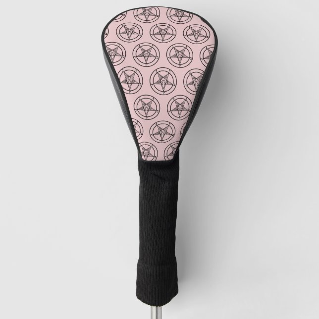Couvre-club De Golf Pentagramme rose Baphomet Satané (Devant)