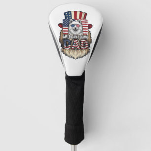 Couvre-club De Golf Père Esquimau Américain Patriotique Vintage Chien