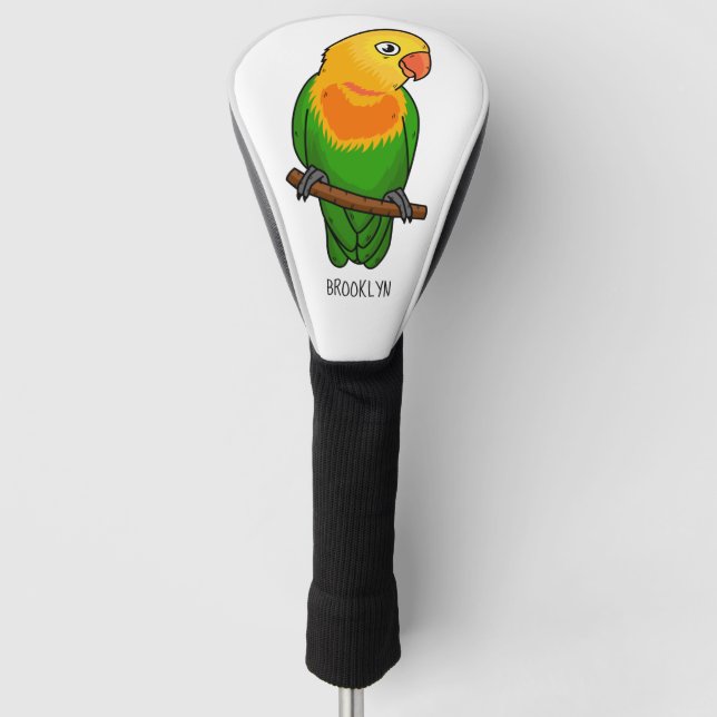 Couvre-club De Golf Perroquet de caricature mignon lovebird (Devant)