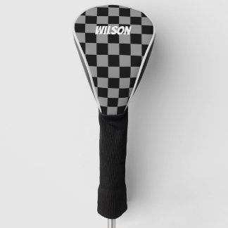 Couvre-club De Golf Personalized  black &gray checkered monogram name