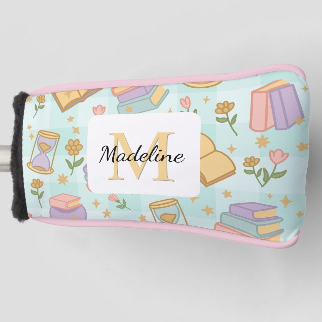 Couvre-club De Golf Personalized Magic Books Girl School Mint Green (Devant)