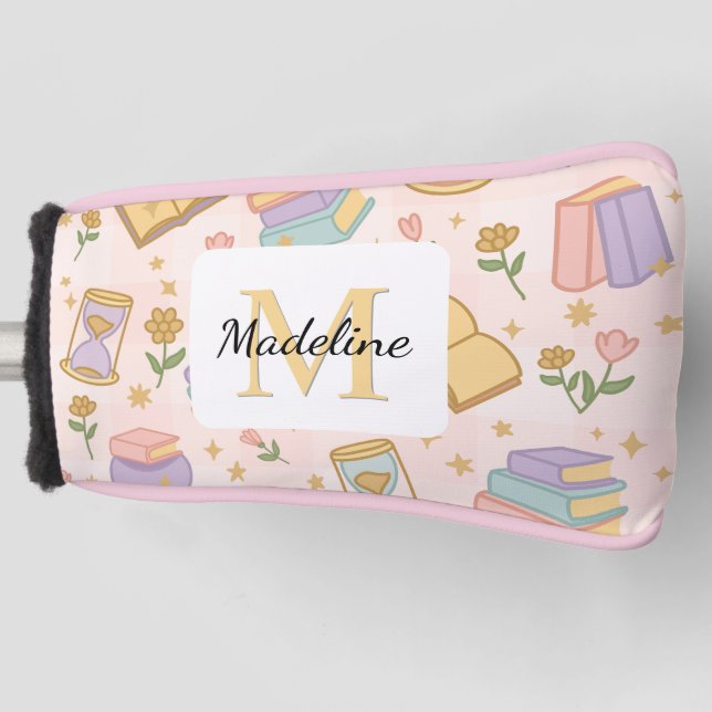 Couvre-club De Golf Personalized Magic Books Girl School Pink (Devant)