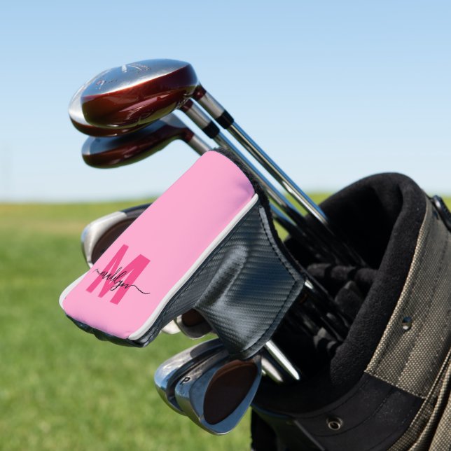 Couvre-club De Golf Personalized Pink Monogram Name (In Situ)