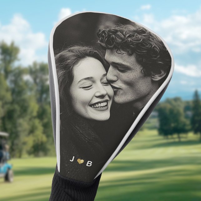 Couvre-club de golf personnalisé avec photo initia (Créateur téléchargé)