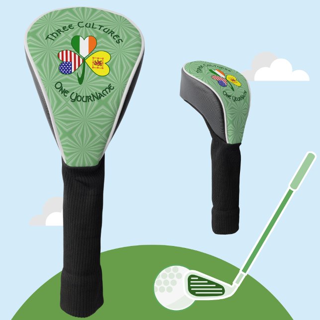 Couvre-club de golf personnalisé avec trèfle drape (Créateur téléchargé)