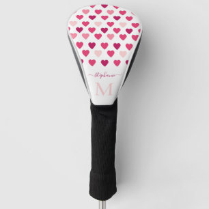 Couvre-club De Golf Personnalisé Cute Girly Pink Heart