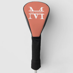 Couvre-club De Golf Personnalisé Elegant Terracotta Monogramme et nom