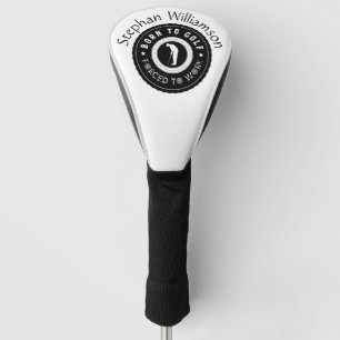 Couvre-club De Golf Personnalisé Né Au Golf Forcé À Travailler Noir Bl