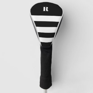 Couvre-club De Golf Personnalisé noir et blanc rayé