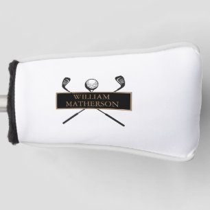 Couvre-club De Golf Personnalisé Or et Noir Élégant