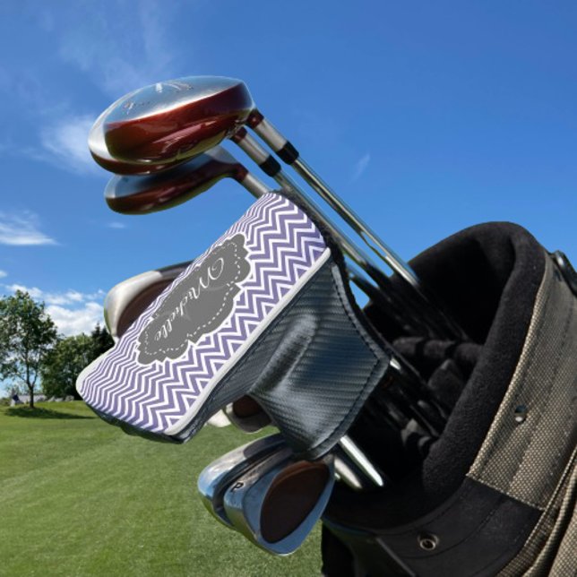Couvre-club De Golf Personnalisé Purple Chevron (Purple Chevron Personalized Golf Head Cover)