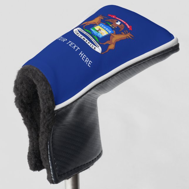 Couvre-club De Golf Personnaliser votre texte Michigan State Flag sur  (Devant 3/4)