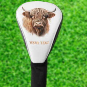 Couvre-club De Golf Personnaliser White HIGHLANDER COW Golf Head Cover