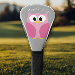 Couvre-club De Golf Petit hibou du dessin animé - Nom personnalisé ros