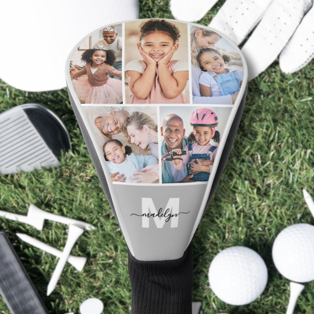 Couvre-club De Golf Photo Collage simple Monogramme (Photo Collage Simple Monogram Picture Golf Head Cover )