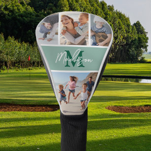Couvre-club De Golf Photo Collage vert Monogramme