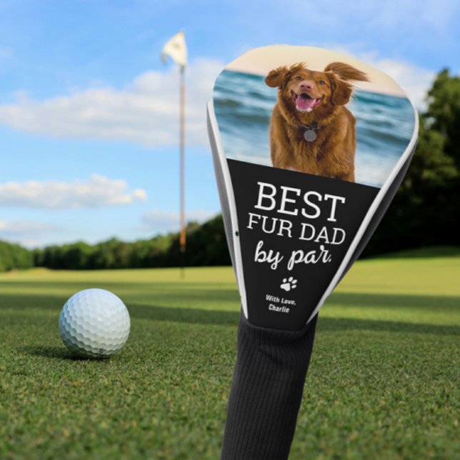 Couvre-club De Golf Photo de chien personnalisée Meilleur père de four (Best fur dad by par, golf club cover with photo.)