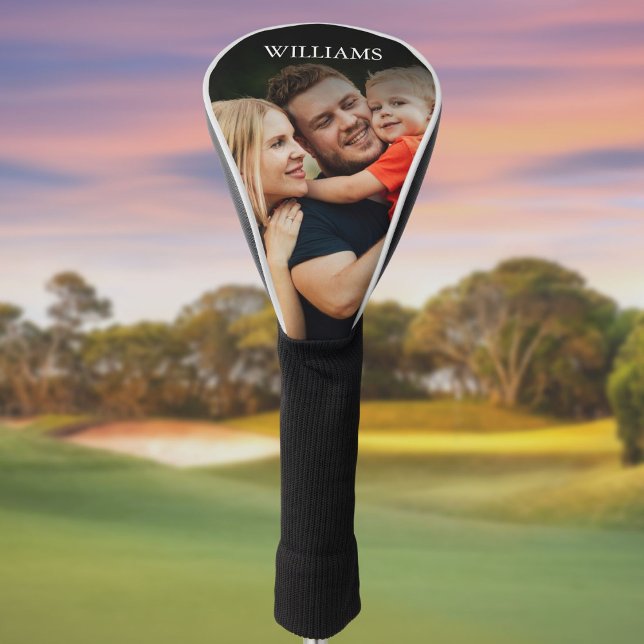 Couvre-club De Golf Photo de nom personnalisé moderne (Modern Custom Name Photo Golf Head Cover)