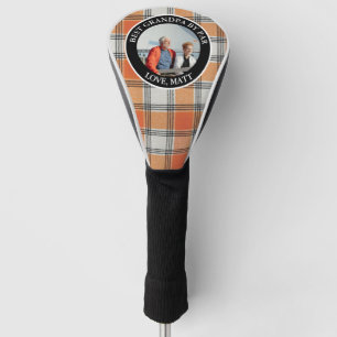 Couvre-club De Golf Photo Plaid Orange et Blanc Meilleur Grand-père Pa