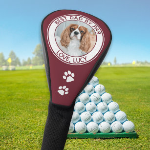 Couvre-club De Golf Photo Rouge du meilleur père de chien personnalisé