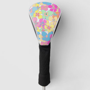 Couvre-club De Golf Pilote Neon Retro Floral Rose