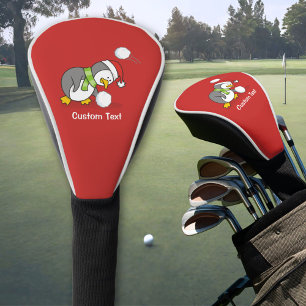 Couvre-club De Golf Pingouin de Noël avec boule de neige