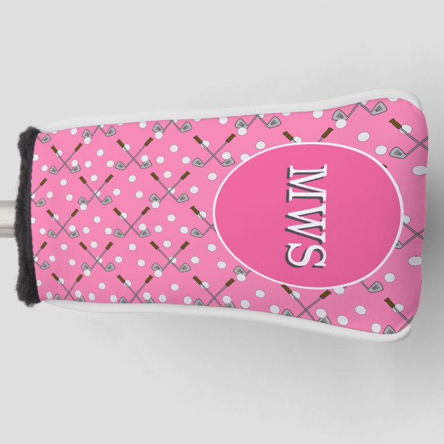 Couvre-club De Golf Pink Custom Monogram Golf Head Coque (Devant)