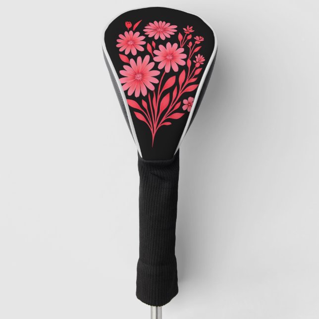 Couvre-club De Golf Pink Floral Golf Club Headcover  (Devant)