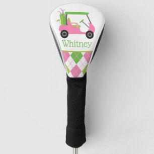 Couvre-club De Golf Pink & Green Golf Cart Golf Head Couverture