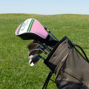 Couvre-club De Golf Pink & Green Striped cadeau rétro personnalisé
