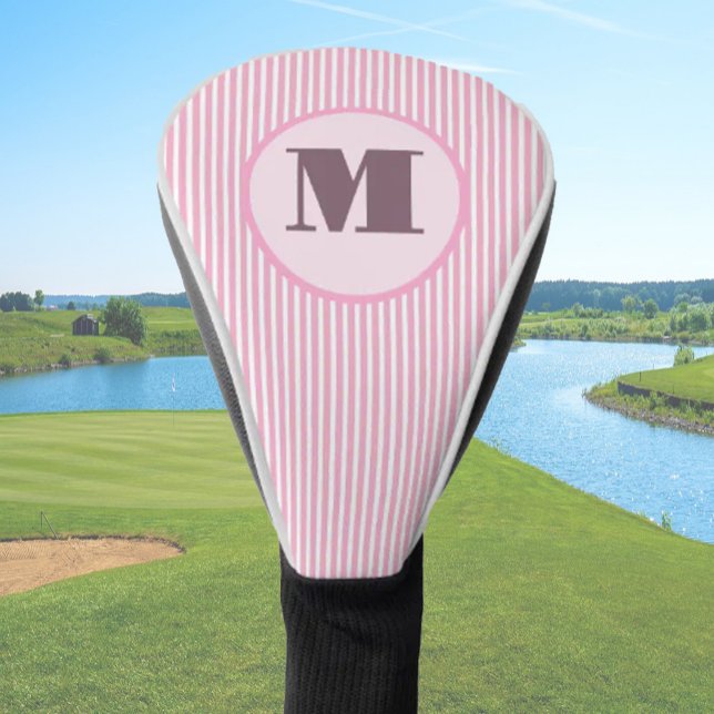 Couvre-club De Golf Pink preppy strié personnalisées monogramme dames (Créateur téléchargé)