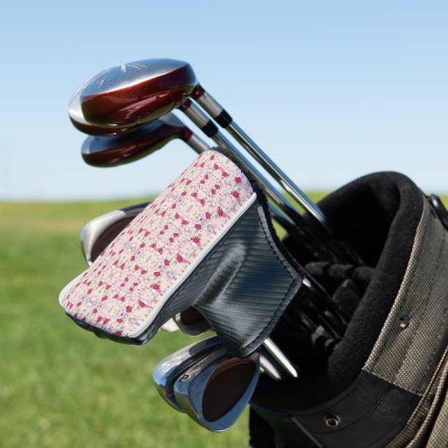 Couvre-club De Golf Pink red flowers (In Situ)