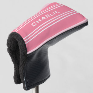 Couvre-club De Golf Pink Stripes couvre-pupitre monogramme personnalis