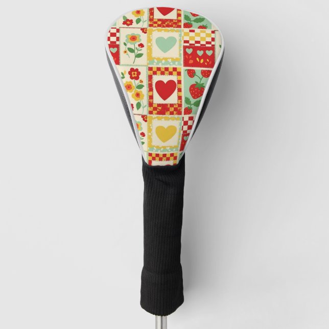 Couvre-club De Golf Pique-nique patchwork fraise (Devant)