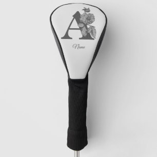 Couvre-club De Golf Pivoine Élégant Monogramme Initiale A Personnalisé